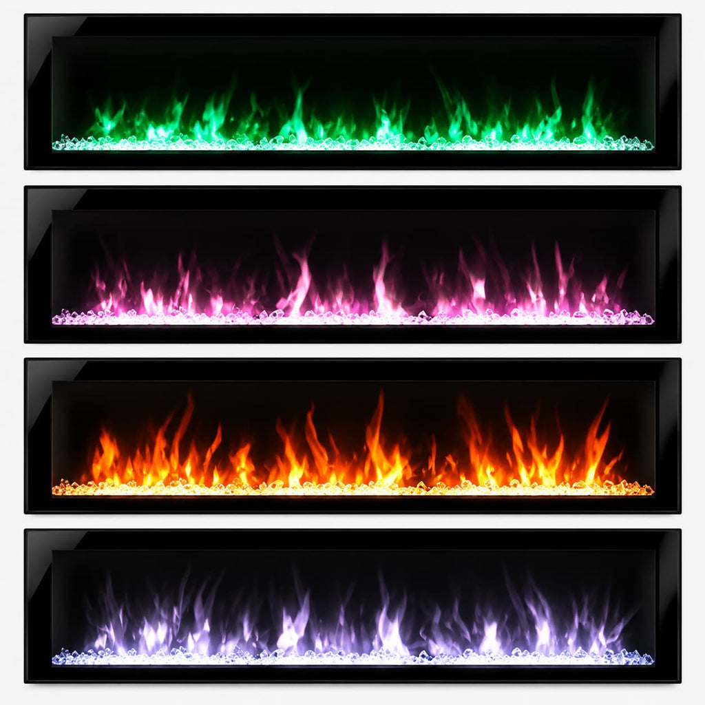 50 Inch Electric Fireplace Indoor Built in Led Light Insert Wall Mount Fireplace Decorative Flame Adjustable Timer Room Heater