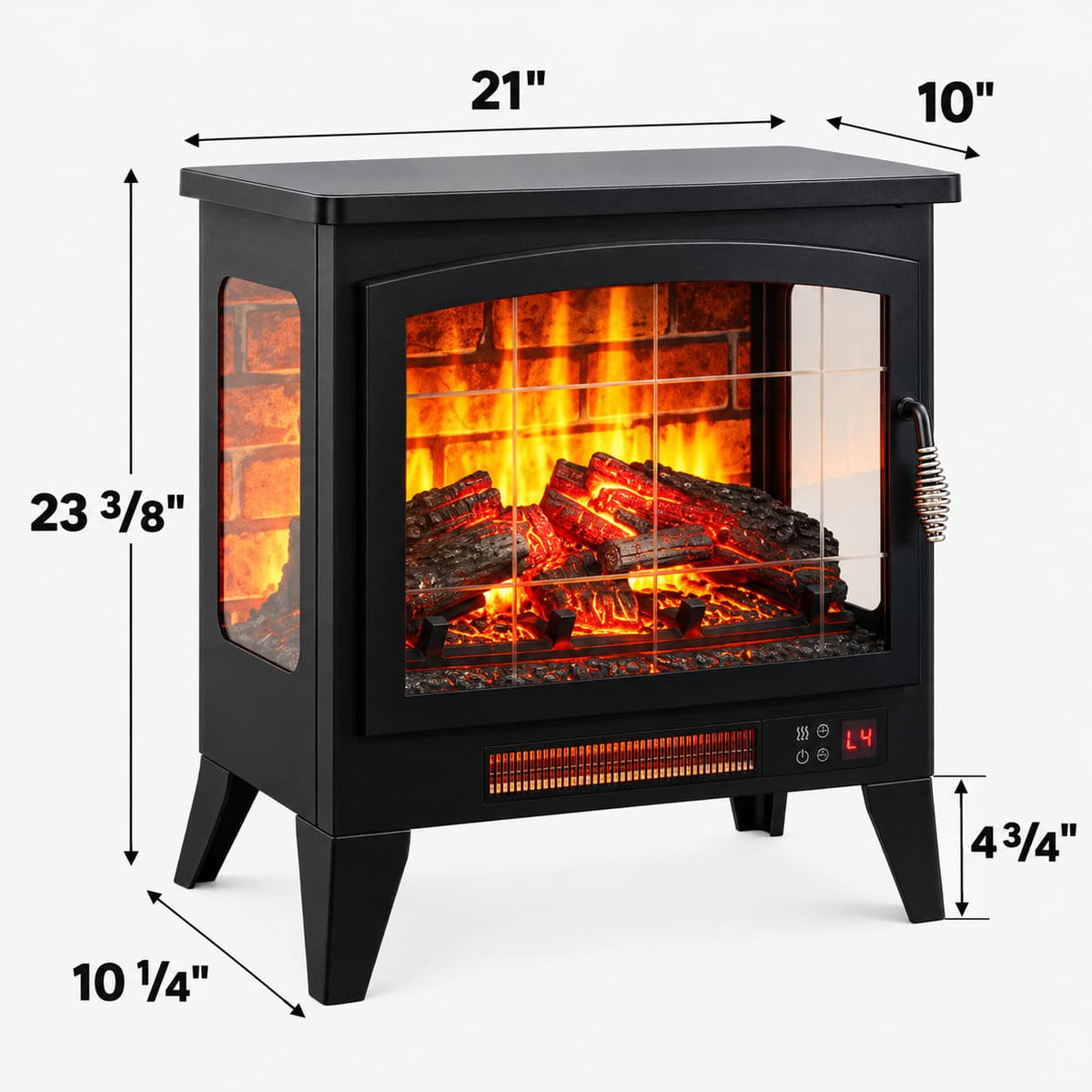 21 Inchthree-Sided Freestanding Electric Fireplace Stove Heater With 3d Flame Effect With Remote Control