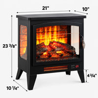 21 Inchthree-Sided Freestanding Electric Fireplace Stove Heater With 3d Flame Effect With Remote Control