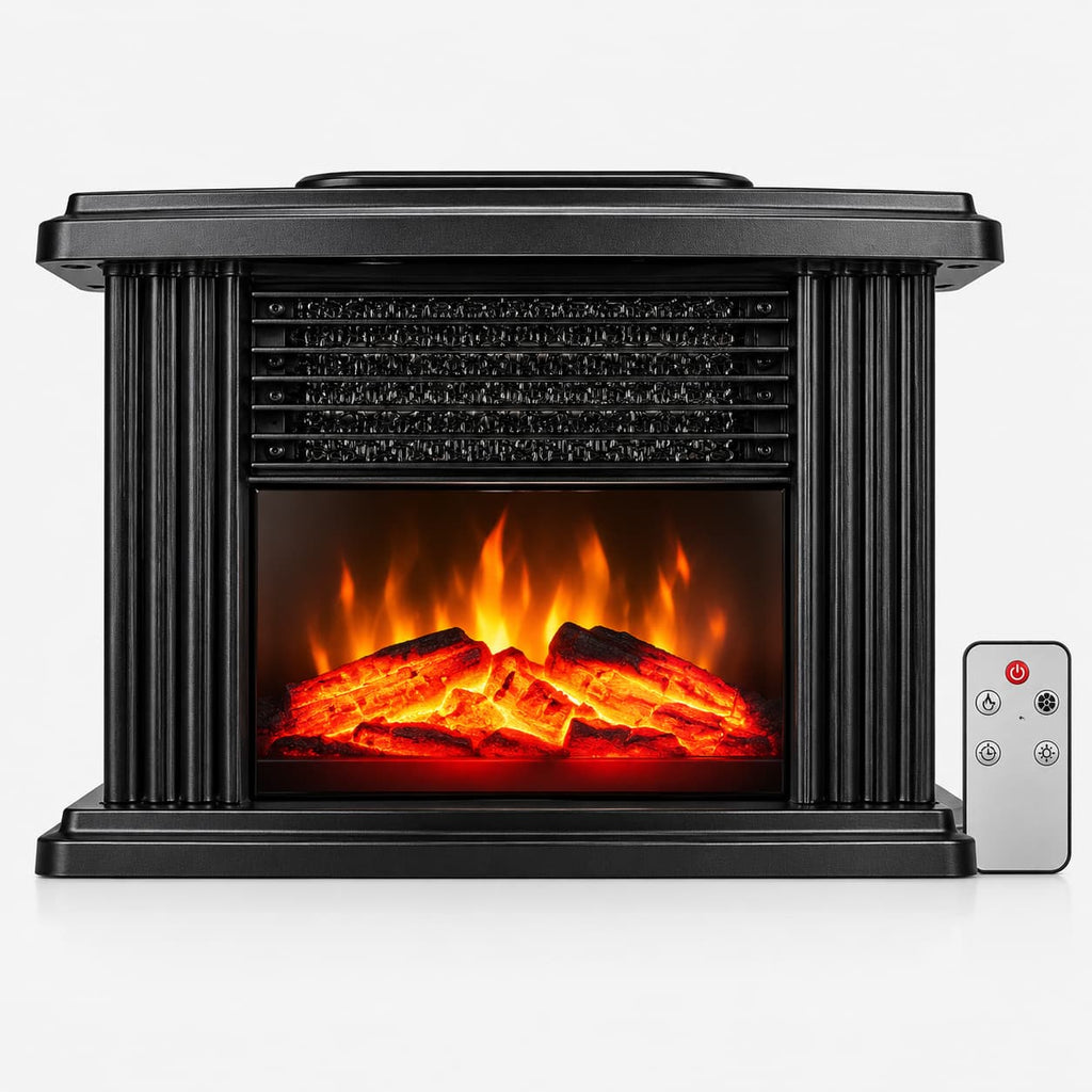 1000w Third Gear Fireplace Space Heater, Freestanding 110 ~ 220 V Electric Fireplace, Aluminum Heat Dissipation Type Warmer Fan for Living Rooms, Bedrooms, Basements