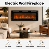 50 Inch Electric Fireplace Indoor Built in Led Light Insert Wall Mount Fireplace Decorative Flame Adjustable Timer Room Heater