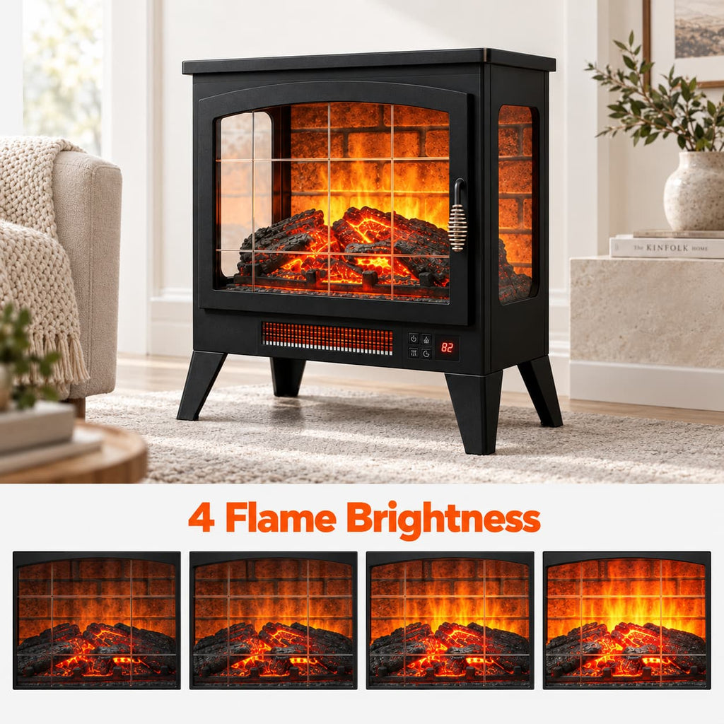 21 Inchthree-Sided Freestanding Electric Fireplace Stove Heater With 3d Flame Effect With Remote Control