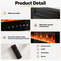 50 Inch Electric Fireplace Indoor Built in Led Light Insert Wall Mount Fireplace Decorative Flame Adjustable Timer Room Heater