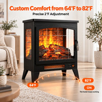 21 Inchthree-Sided Freestanding Electric Fireplace Stove Heater With 3d Flame Effect With Remote Control