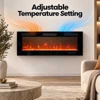 50 Inch Electric Fireplace Indoor Built in Led Light Insert Wall Mount Fireplace Decorative Flame Adjustable Timer Room Heater