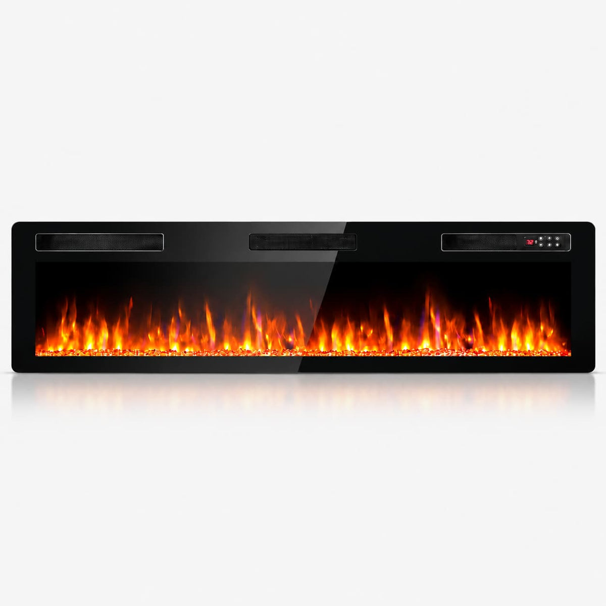72 inch Ultra-Thin Silence Linear Electric Fireplace, Recessed Wall Mounted Fireplace, Fit for 2 x 4 and 2 x 6, Customized