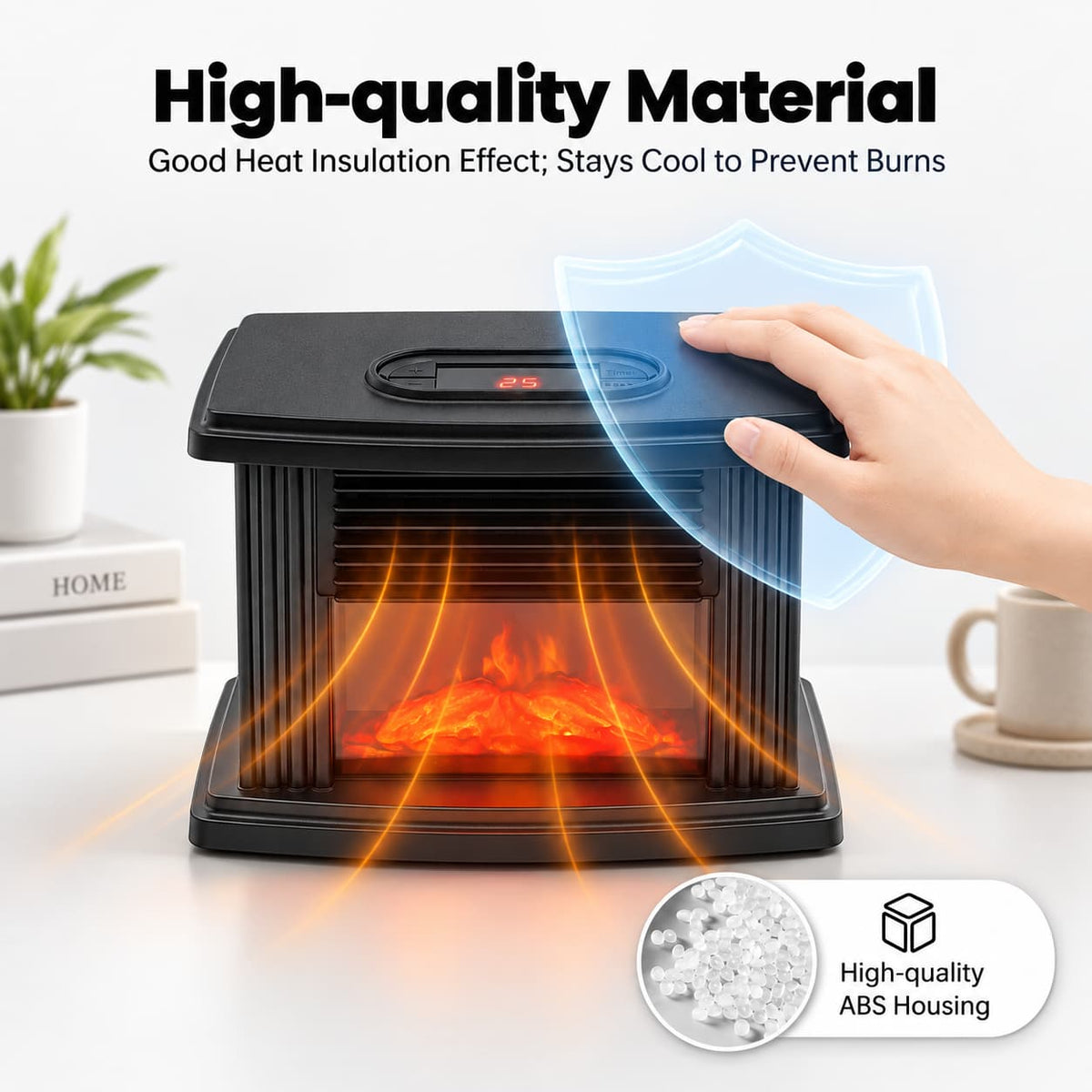 1000w Third Gear Fireplace Space Heater, Freestanding 110 ~ 220 V Electric Fireplace, Aluminum Heat Dissipation Type Warmer Fan for Living Rooms, Bedrooms, Basements