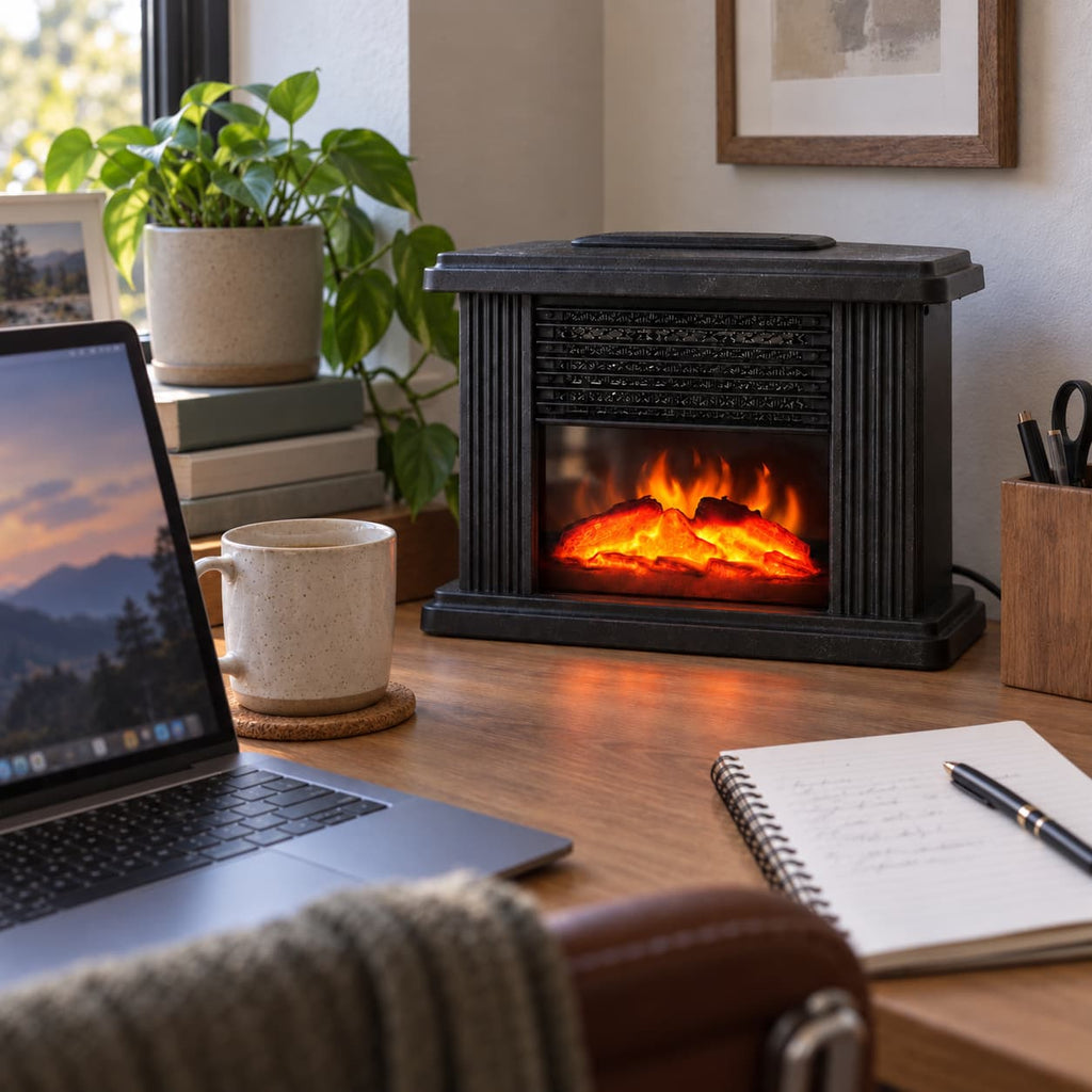1000w Third Gear Fireplace Space Heater, Freestanding 110 ~ 220 V Electric Fireplace, Aluminum Heat Dissipation Type Warmer Fan for Living Rooms, Bedrooms, Basements