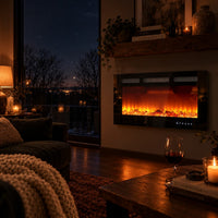 30" Wall Mount/Recessed Electric Fireplace with Remote & Touch Screen – 12 Flame Colors, Timer, Quiet 750W/1500W Heater