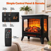 21 Inchthree-Sided Freestanding Electric Fireplace Stove Heater With 3d Flame Effect With Remote Control