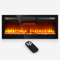50 Inch Wall Mounted Electric Fireplace Insert Recessed Heater 750W 1500W with 12 Flame Colors 5 Speed Brightness Adjustable Remote Control Touch Screen Timer for Bedroom Living Room
